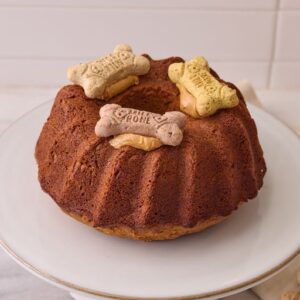 Peanut Butter Dog Birthday Cake – Bundt Style with Bone Biscuits